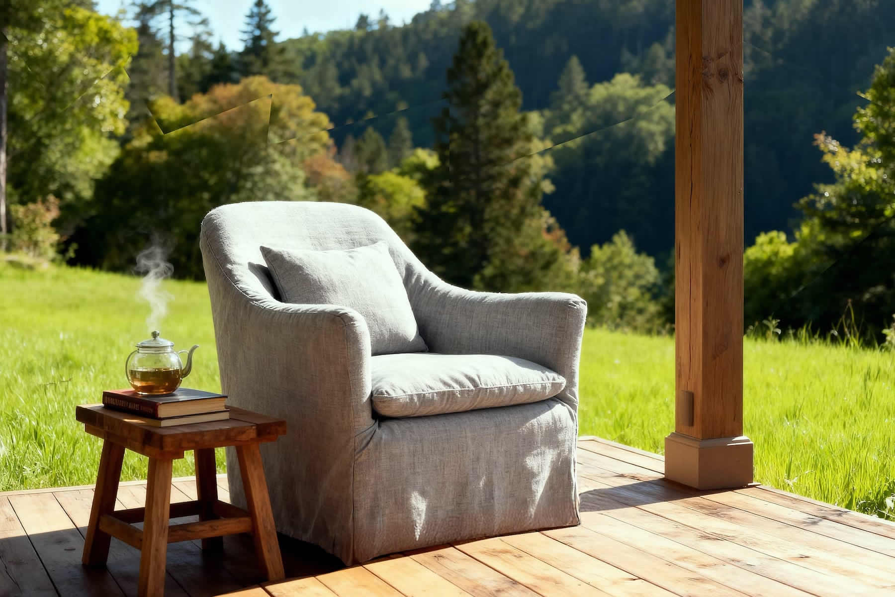 2168 Betty Cotton Slip-cover Chair - Linen Slipcover Chair with Removable Cover